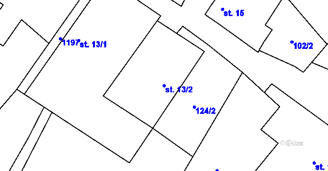 Parcela st. 13/2 v KÚ Mlýny u Choustníku, Katastrální mapa