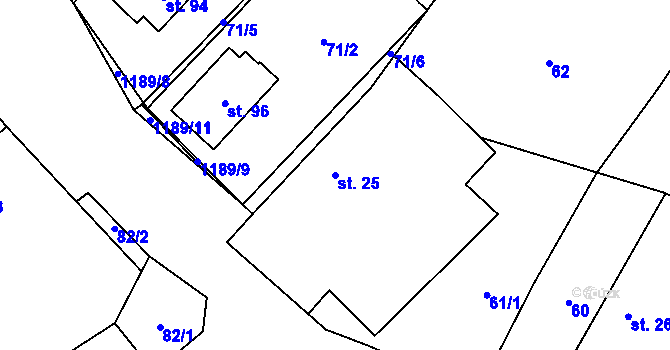 Parcela st. 25 v KÚ Mlýny u Choustníku, Katastrální mapa