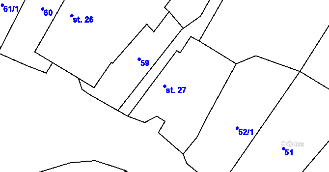 Parcela st. 27 v KÚ Mlýny u Choustníku, Katastrální mapa