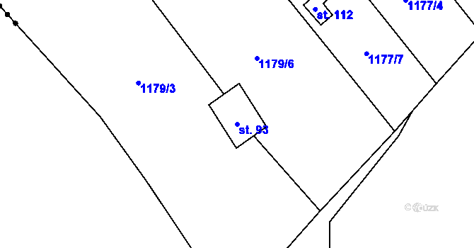Parcela st. 93 v KÚ Mlýny u Choustníku, Katastrální mapa