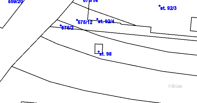 Parcela st. 98 v KÚ Mlýny u Choustníku, Katastrální mapa