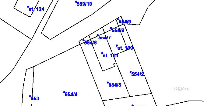 Parcela st. 101 v KÚ Mlýny u Choustníku, Katastrální mapa
