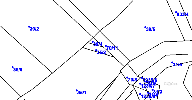 Parcela st. 35/2 v KÚ Mlýny u Choustníku, Katastrální mapa