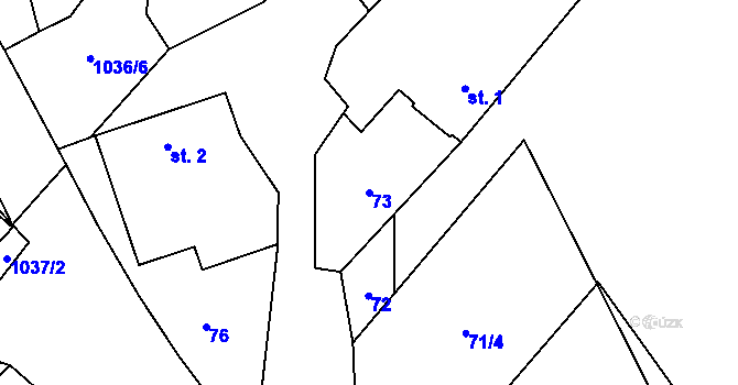 Parcela st. 73 v KÚ Mlýny u Choustníku, Katastrální mapa