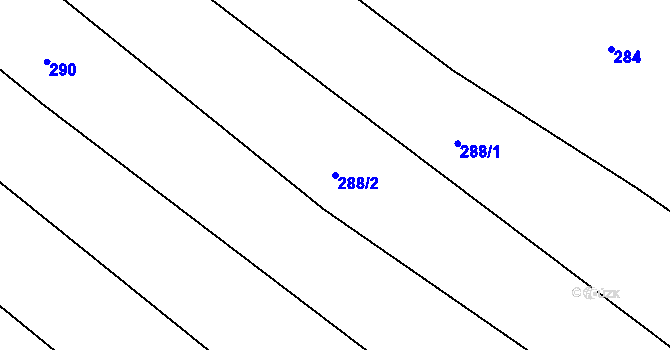 Parcela st. 288/2 v KÚ Mlýny u Choustníku, Katastrální mapa