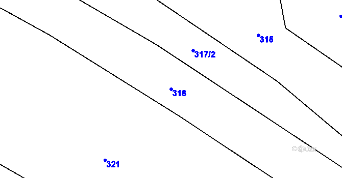 Parcela st. 318 v KÚ Mlýny u Choustníku, Katastrální mapa