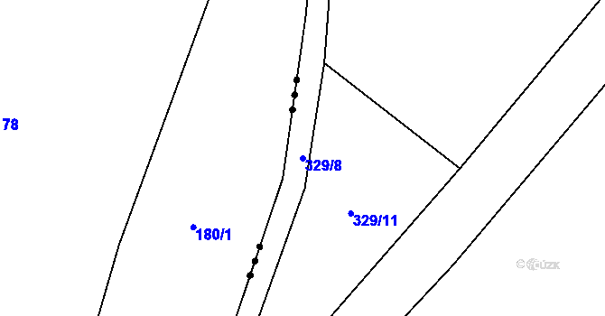 Parcela st. 329/8 v KÚ Mlýny u Choustníku, Katastrální mapa