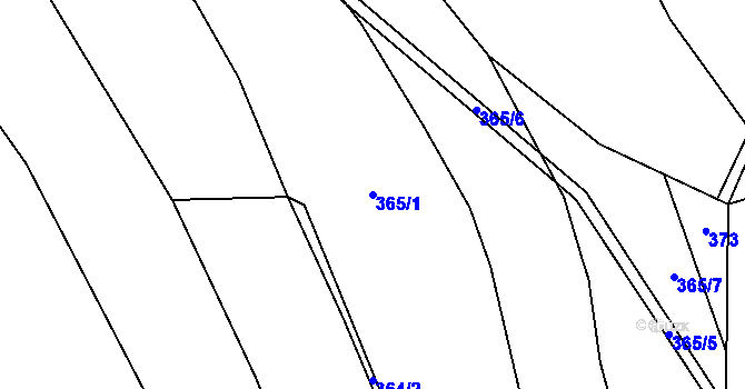 Parcela st. 365/1 v KÚ Mlýny u Choustníku, Katastrální mapa