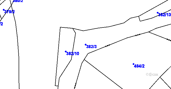 Parcela st. 382/3 v KÚ Mlýny u Choustníku, Katastrální mapa