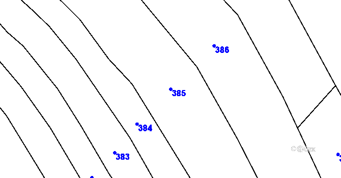 Parcela st. 385 v KÚ Mlýny u Choustníku, Katastrální mapa