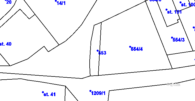 Parcela st. 553 v KÚ Mlýny u Choustníku, Katastrální mapa