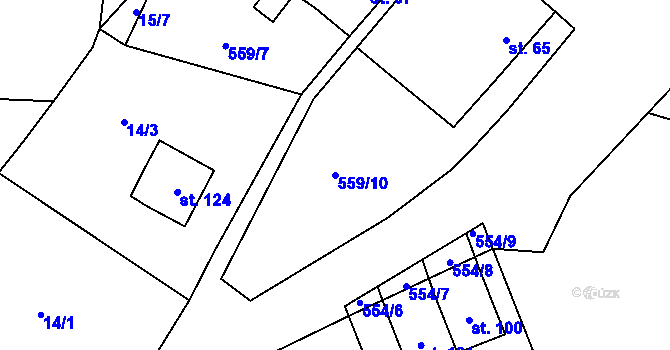 Parcela st. 559/10 v KÚ Mlýny u Choustníku, Katastrální mapa