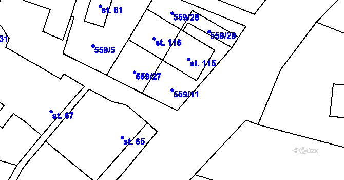 Parcela st. 559/11 v KÚ Mlýny u Choustníku, Katastrální mapa