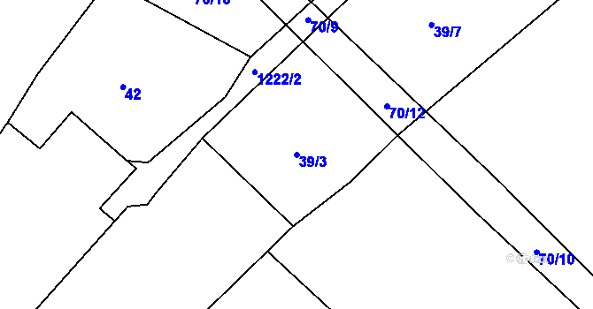 Parcela st. 39/3 v KÚ Mlýny u Choustníku, Katastrální mapa