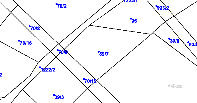 Parcela st. 39/7 v KÚ Mlýny u Choustníku, Katastrální mapa