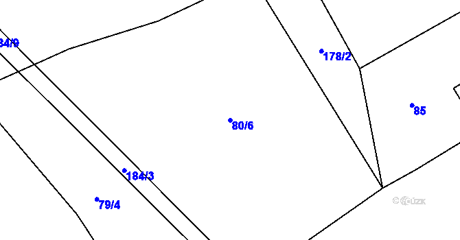 Parcela st. 80/6 v KÚ Mlýny u Choustníku, Katastrální mapa