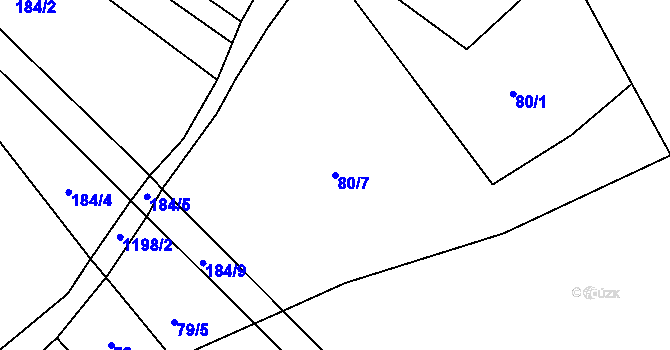 Parcela st. 80/7 v KÚ Mlýny u Choustníku, Katastrální mapa