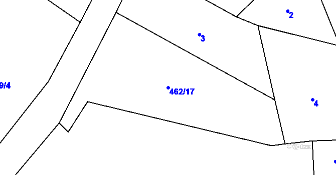 Parcela st. 462/17 v KÚ Mlýny u Choustníku, Katastrální mapa