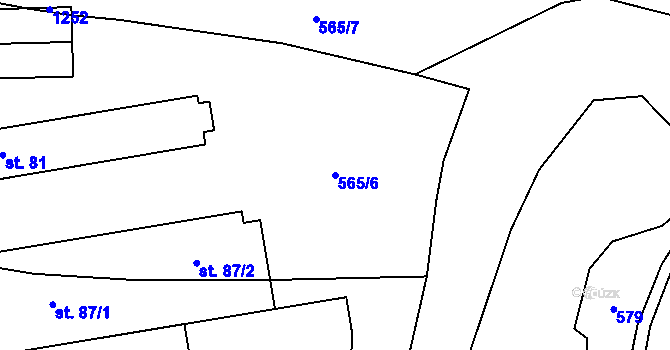 Parcela st. 565/6 v KÚ Mlýny u Choustníku, Katastrální mapa
