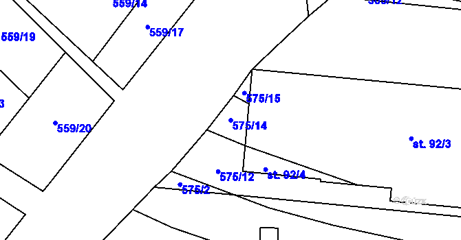 Parcela st. 575/14 v KÚ Mlýny u Choustníku, Katastrální mapa