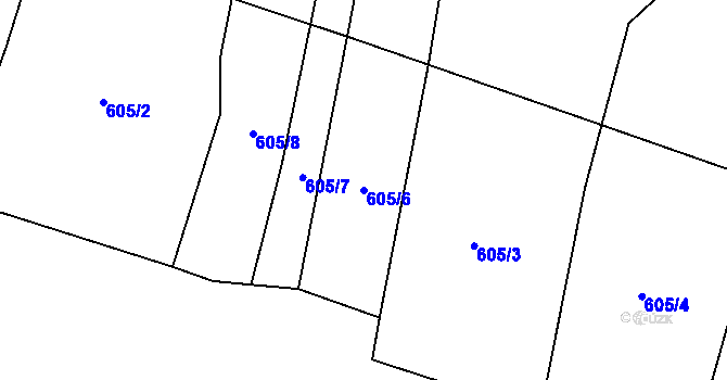 Parcela st. 605/6 v KÚ Mlýny u Choustníku, Katastrální mapa