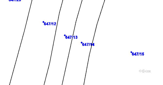 Parcela st. 647/14 v KÚ Mlýny u Choustníku, Katastrální mapa