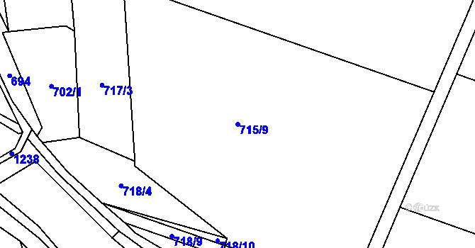 Parcela st. 715/9 v KÚ Mlýny u Choustníku, Katastrální mapa