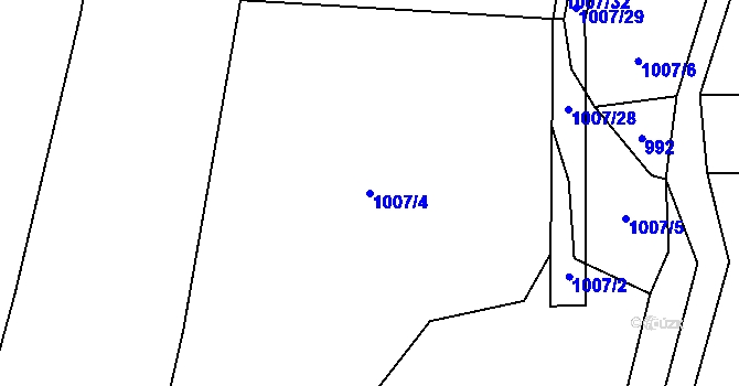 Parcela st. 1007/4 v KÚ Mlýny u Choustníku, Katastrální mapa