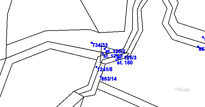 Parcela st. 125/1 v KÚ Mlýny u Choustníku, Katastrální mapa