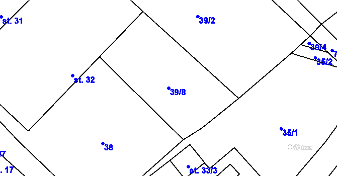 Parcela st. 39/8 v KÚ Mlýny u Choustníku, Katastrální mapa