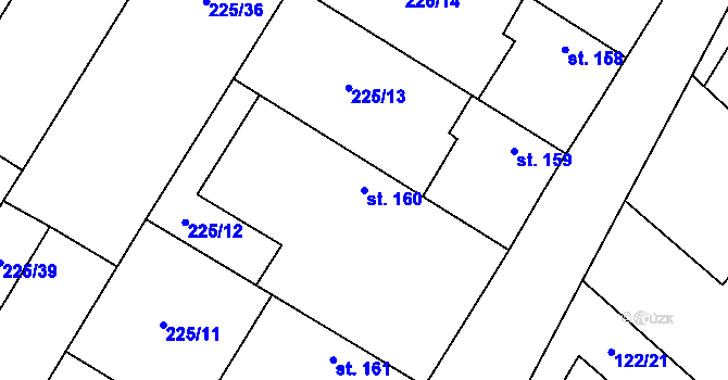 Parcela st. 160 v KÚ Mnetěš, Katastrální mapa