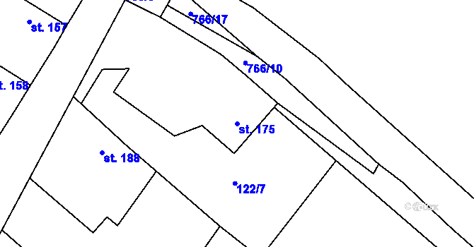 Parcela st. 175 v KÚ Mnetěš, Katastrální mapa