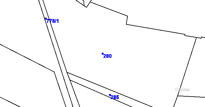 Parcela st. 280 v KÚ Mnetěš, Katastrální mapa