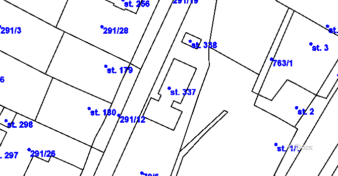 Parcela st. 337 v KÚ Mnetěš, Katastrální mapa