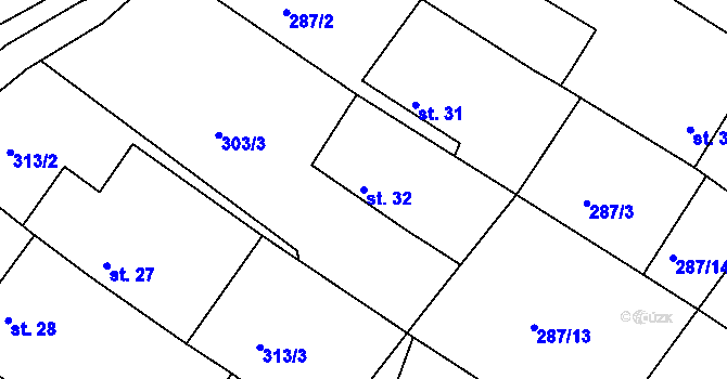 Parcela st. 32 v KÚ Mirotín, Katastrální mapa