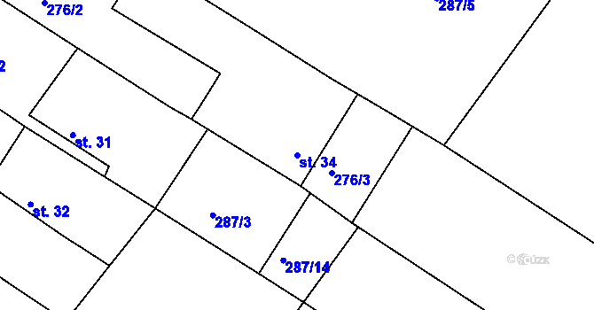 Parcela st. 34 v KÚ Mirotín, Katastrální mapa