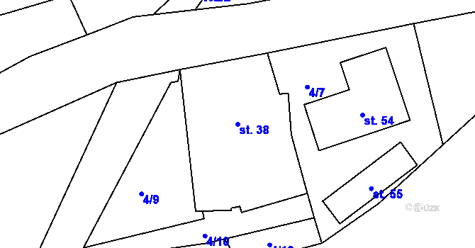 Parcela st. 38 v KÚ Mirotín, Katastrální mapa