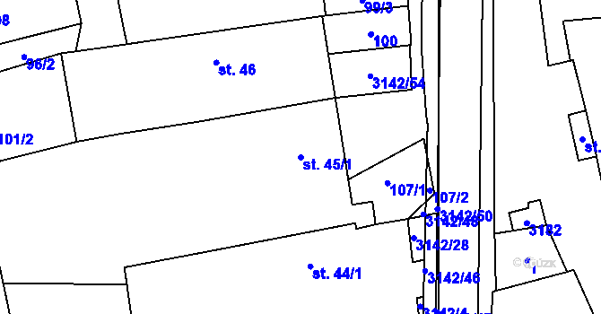 Parcela st. 45/1 v KÚ Mnich, Katastrální mapa