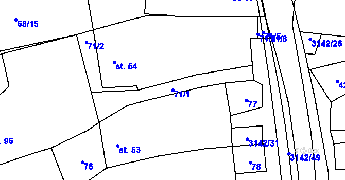 Parcela st. 71/1 v KÚ Mnich, Katastrální mapa