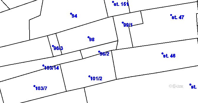 Parcela st. 96/2 v KÚ Mnich, Katastrální mapa