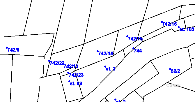 Parcela st. 742/14 v KÚ Mnich, Katastrální mapa