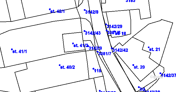Parcela st. 3142/9 v KÚ Mnich, Katastrální mapa