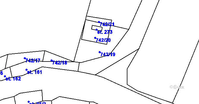Parcela st. 742/19 v KÚ Mnich, Katastrální mapa