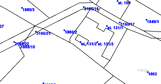 Parcela st. 131/2 v KÚ Mnich, Katastrální mapa