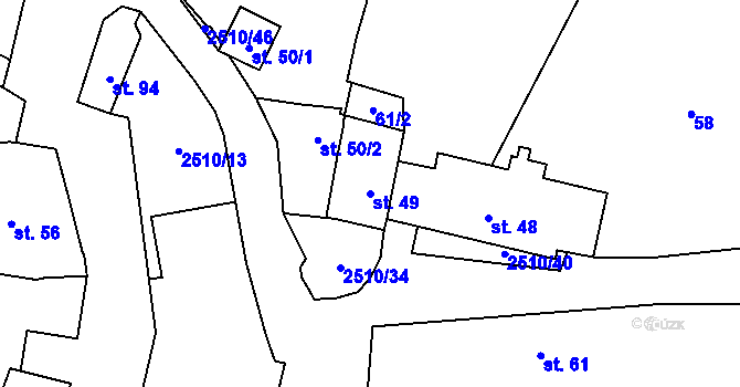 Parcela st. 49 v KÚ Mnichov, Katastrální mapa