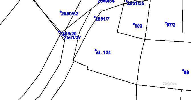 Parcela st. 124 v KÚ Mnichov, Katastrální mapa