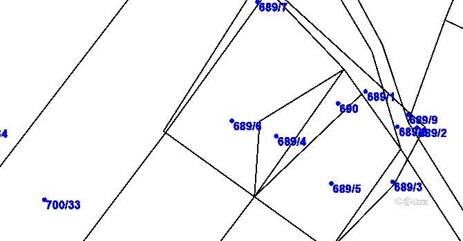 Parcela st. 689/6 v KÚ Mnichov, Katastrální mapa