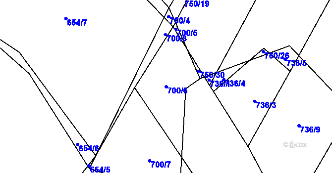 Parcela st. 700/6 v KÚ Mnichov, Katastrální mapa