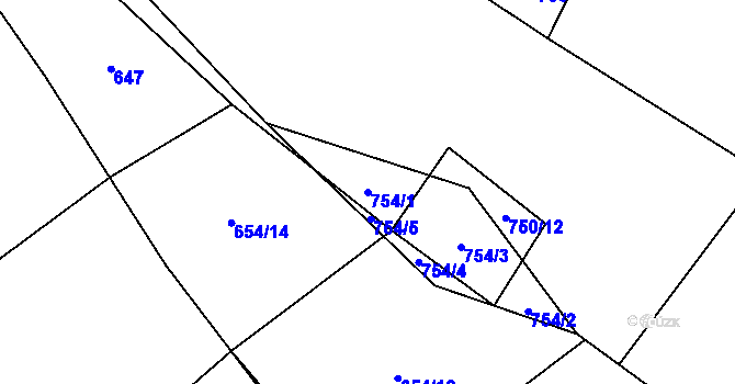 Parcela st. 754/1 v KÚ Mnichov, Katastrální mapa