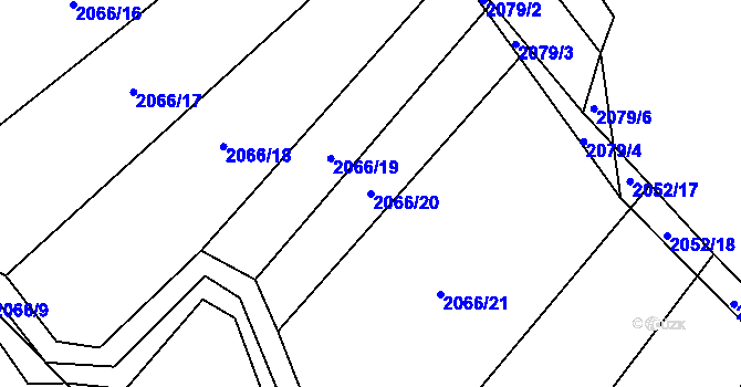 Parcela st. 2066/20 v KÚ Mnichov, Katastrální mapa